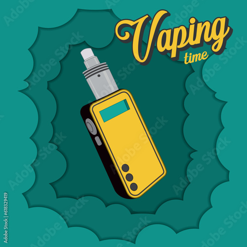 Colored vaping time concept electronic cigarette Vector