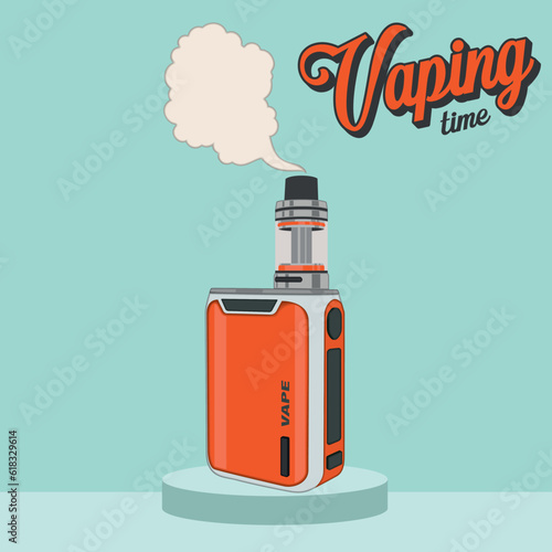 Colored vaping time concept electronic cigarette Vector