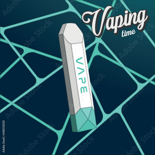 Colored vaping time concept electronic cigarette Vector