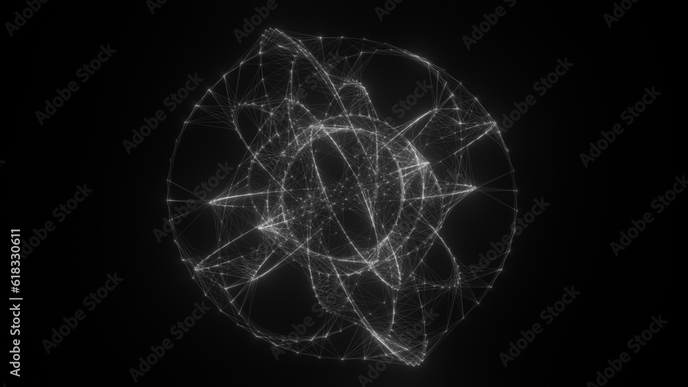 Εκτύπωση καμβά Flowing orbital polygonal sphere shape HUD, FUI element