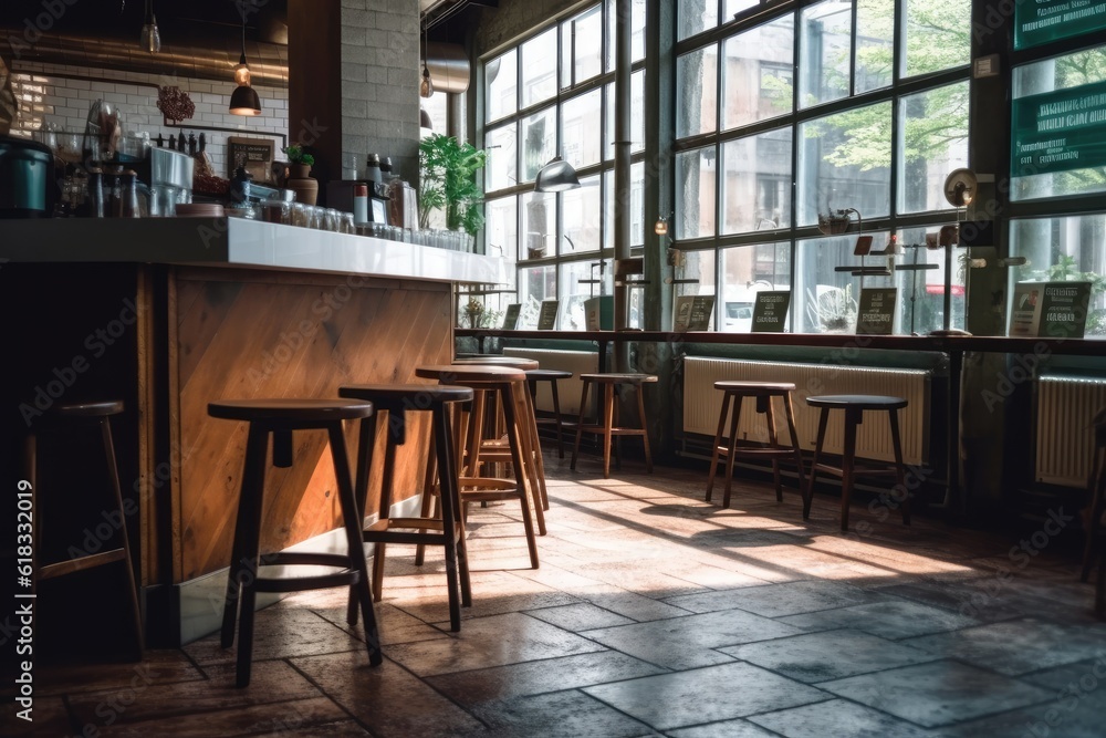 photo of inside empty coffee shop Photography AI Generated