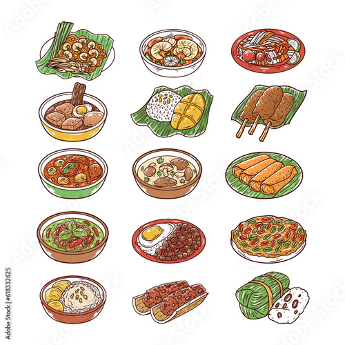 Set of thai food elements vector illustration