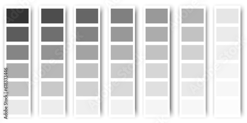 Grey colors palette. Color shade chart. Gray tones. Vector illustration. stock image.