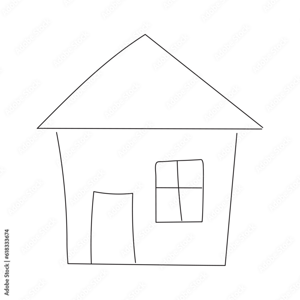 Fototapeta premium Isolated colored house building kid sketch Vector