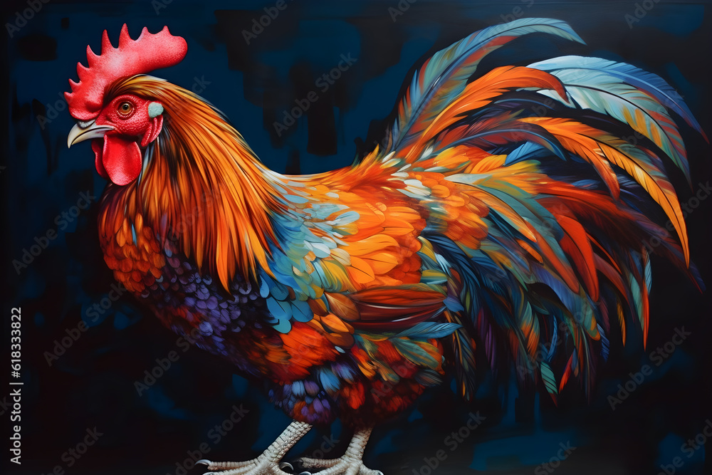 Fototapeta premium 3d abstract painting of a rooster crowing ,generative ai