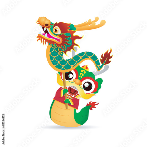 Happy Chinese new year 2024 and little dragon in year of the dragon zodiac Capricorn calendar poster design gong xi fa cai Background illustration vector, Translate happy new year