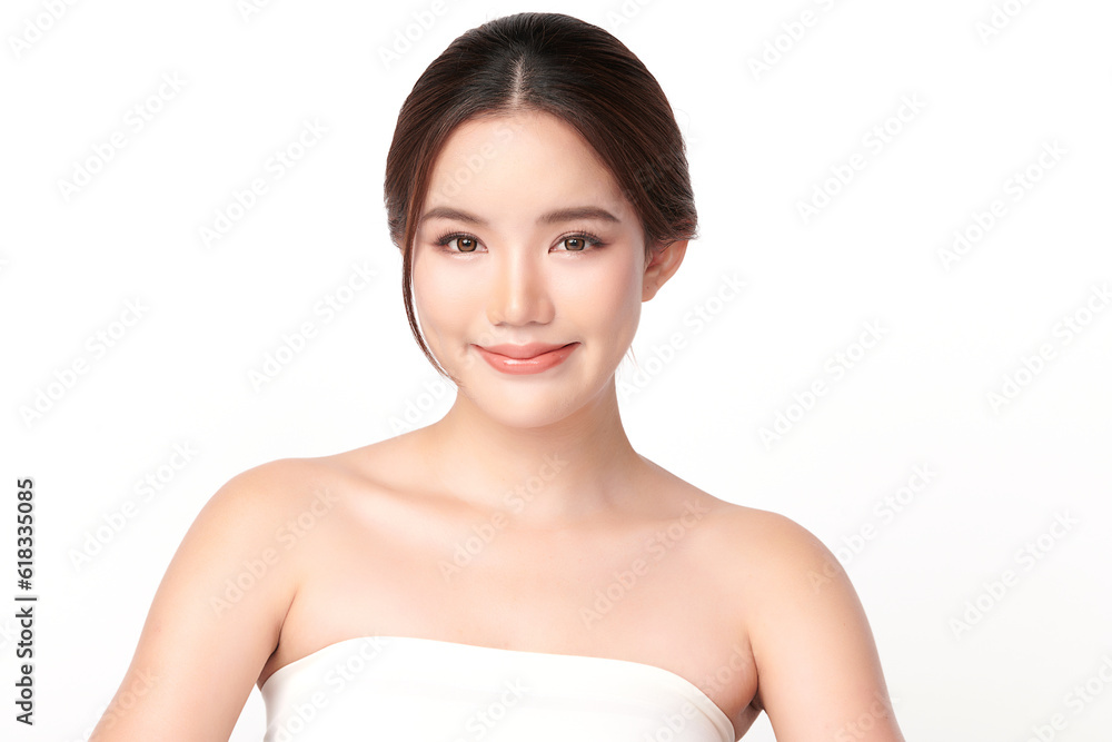 Beautiful young asian woman with clean fresh skin on white background, Face care, Facial treatment, Cosmetology, beauty and spa, Asian women portrait. Beautiful young asian woman with clean fresh skin on white background, Face care, Facial treatment, Cosmetology, beauty and spa, Asian women portrait.