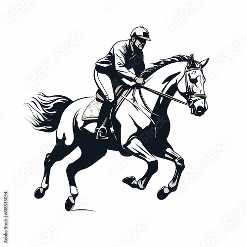 illustration of a race horse rider jumping