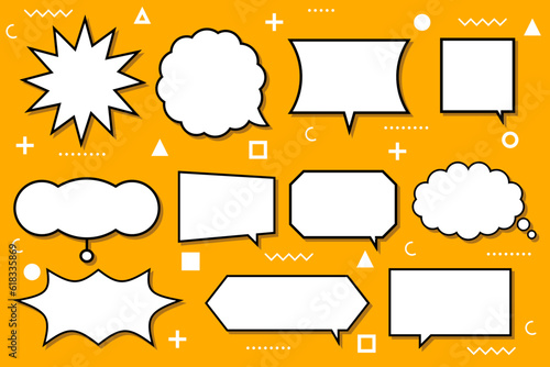 Simple Pop Speech Bubble Set, line width compound shape / editable speech bubble, frame, frame, illustration, vector