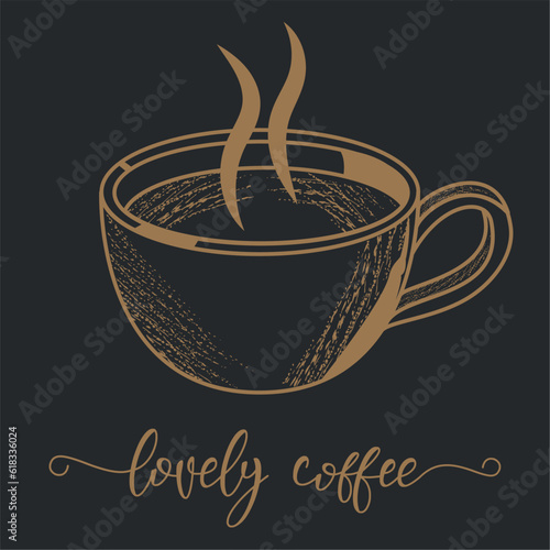 Colored poster with retro coffee cup sketch Vector