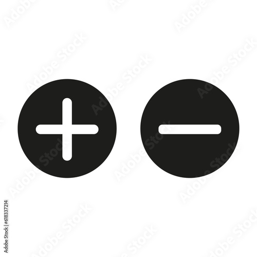 Plus and minus icon. Vector illustration. stock image.