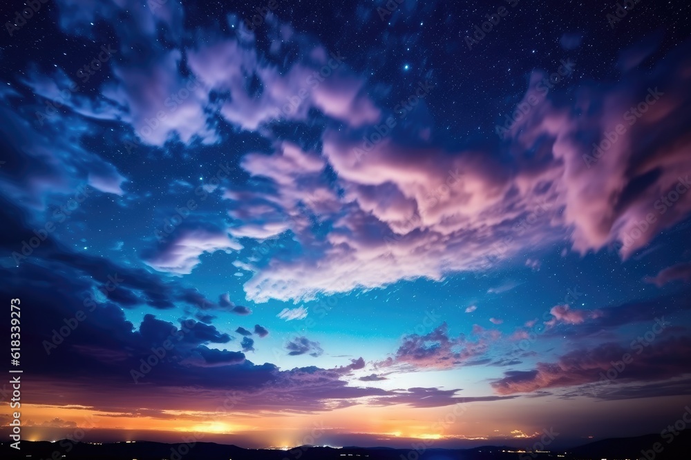 beautiful sky and clouds night photoraphy Generated AI