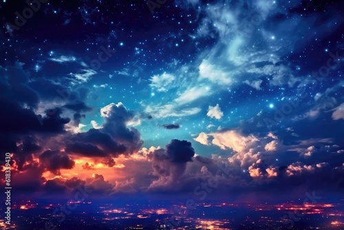 beautiful sky and clouds night photoraphy Generated AI