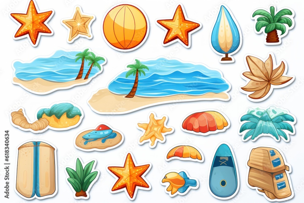 Vibrant sticker sheet with a summer theme
