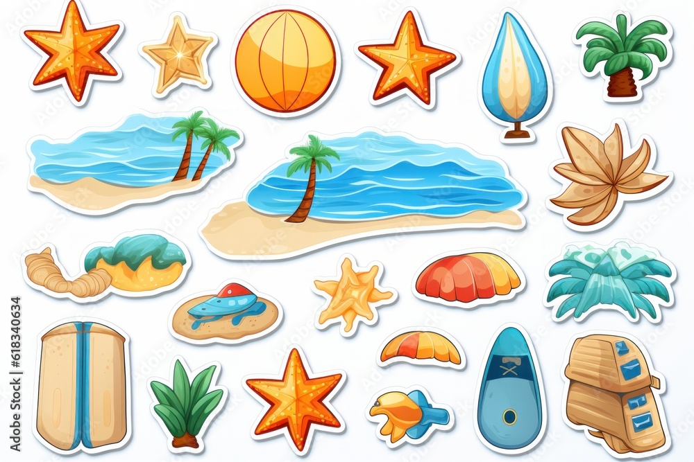 Vibrant sticker sheet with a summer theme Vibrant sticker sheet with a summer theme