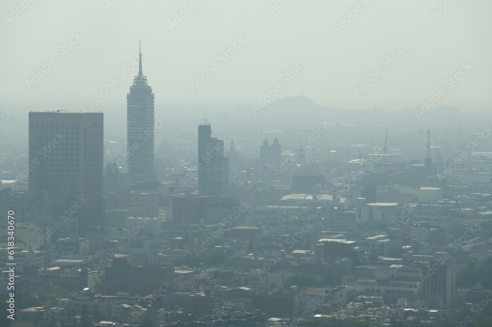 Aereal view of Mexico City whit air pollution