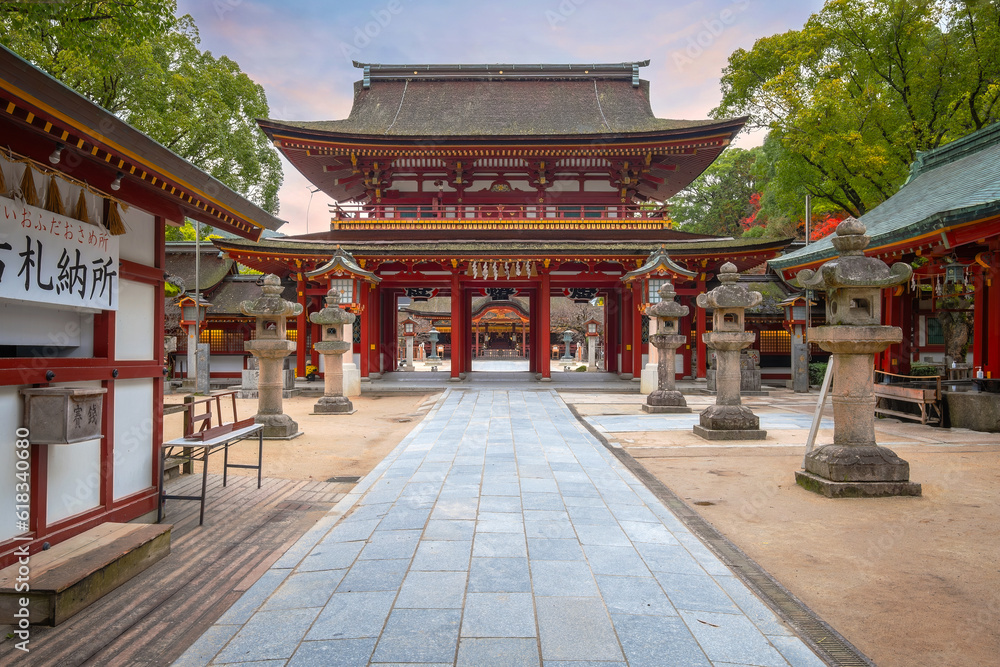 Fukuoka, Japan - Nov 30 2022: Dazaifu Tenmangu  shgrine dedicated to the spirit of Sugawara Michizane, a scholar and politician of the Heian Period