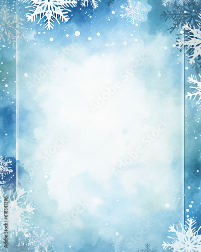 Blue and white snowflakes border, Christmas frame, winter frame
