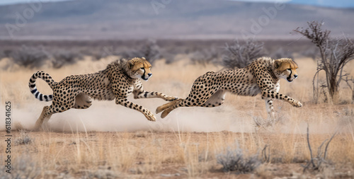 A cheetah running for prey, generative AI