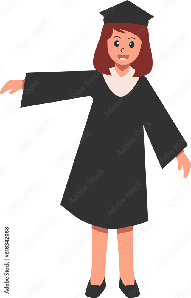 Standing Female Graduation Illustration Vector Standing Female Graduation Illustration Vector