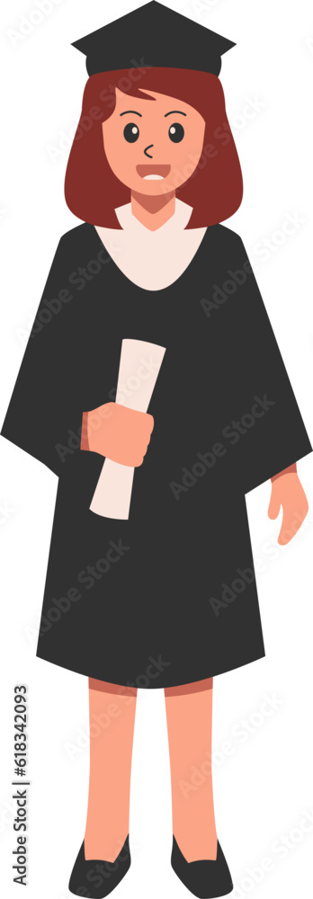 Female Graduation With Certificate Illustration Vector Female Graduation With Certificate Illustration Vector