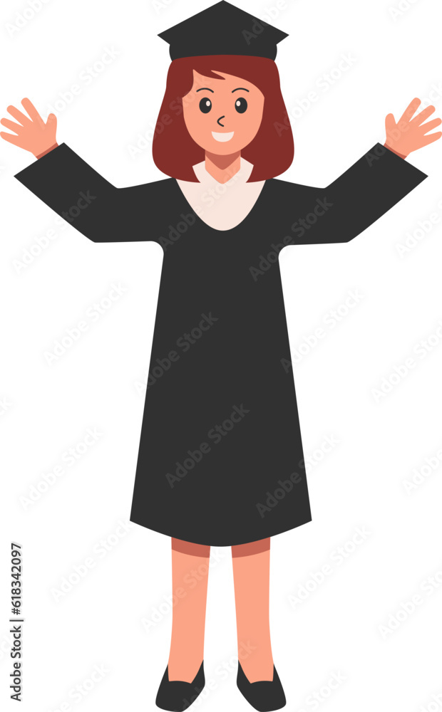Happy Female Graduation Illustration Vector Happy Female Graduation Illustration Vector