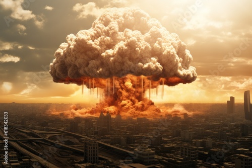 Nuclear explosion, capturing the intricate details of the expanding mushroom cloud