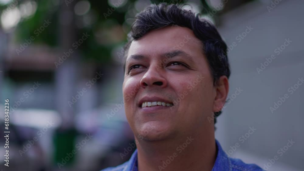 Spiritual Latin Man Looking Up at Sky with Hope and Gratitude - South American person in 40s Expressing Faith Spiritual Latin Man Looking Up at Sky with Hope and Gratitude - South American person in 40s Expressing Faith