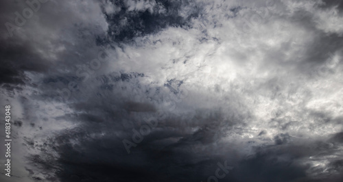Stormy sky with dark clouds. Abstract nature background. Dramatic sky.