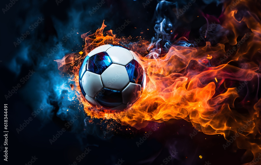 Fototapeta premium A soccer footballe ball, ablaze