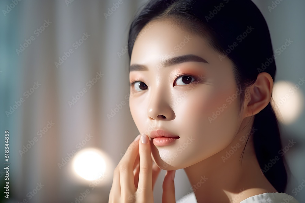 Fototapeta premium メイクをする女性 with generative ai