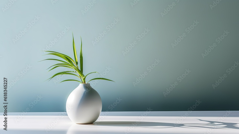 decorative vase with indoor plant inside room simple minimalist illustration copy space generative ai decorative vase with indoor plant inside room simple minimalist illustration copy space generative ai