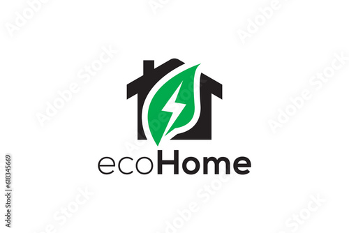 Eco home green energy logo design vector template