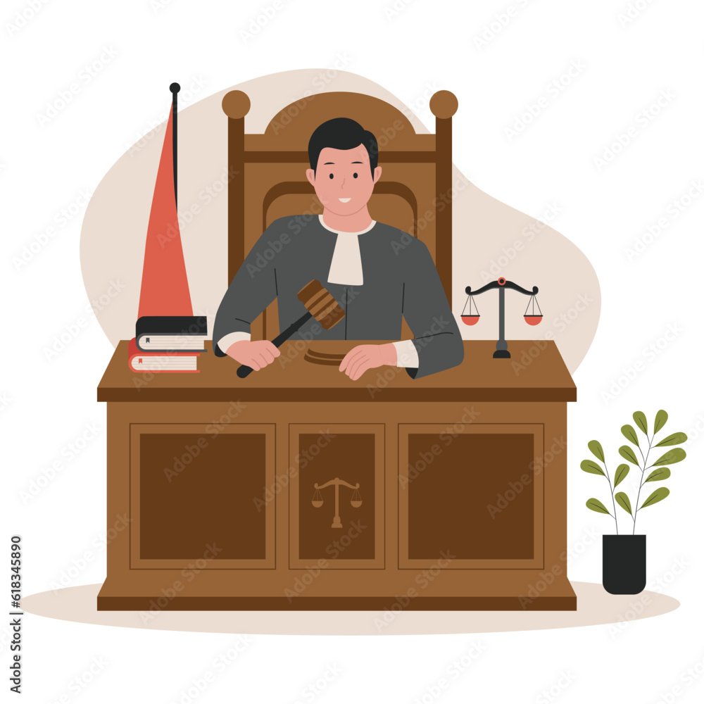 Vector judge concept illustration, flat illustration vector. Illustration for website, landing page, mobile app, poster and banner. Trendy flat vector illustration Vector judge concept illustration, flat illustration vector. Illustration for website, landing page, mobile app, poster and banner. Trendy flat vector illustration