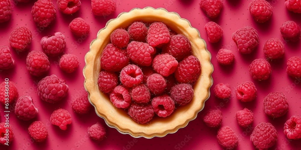 Raspberry fruit cake dessert blurred background, AI Generateand Raspberry fruit cake dessert blurred background, AI Generateand
