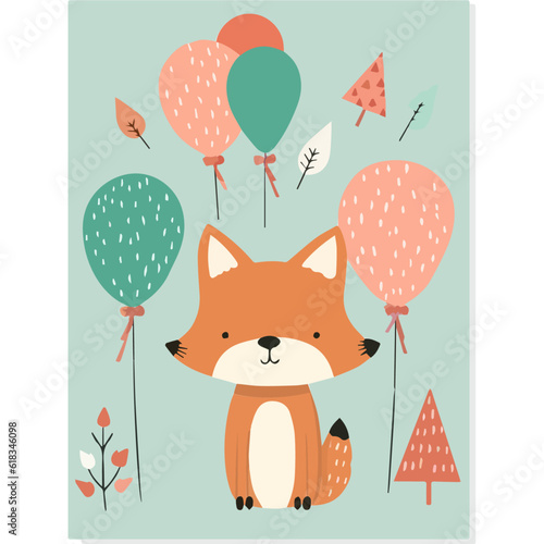 Cute birthday card fox © Cindy