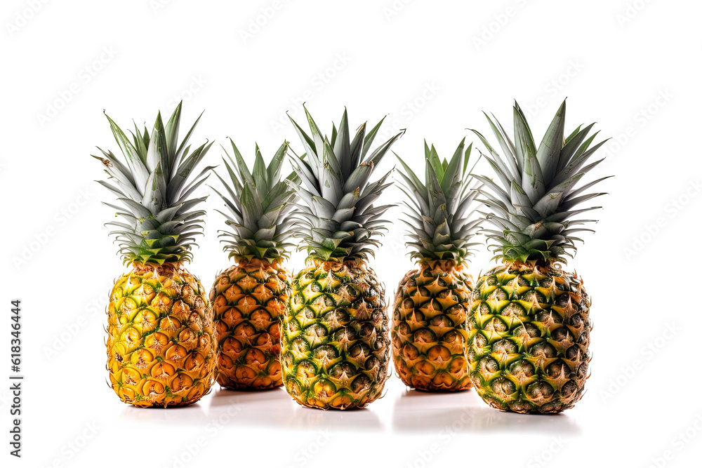 Ripe pineapples isolated on a white background Ripe pineapples isolated on a white background