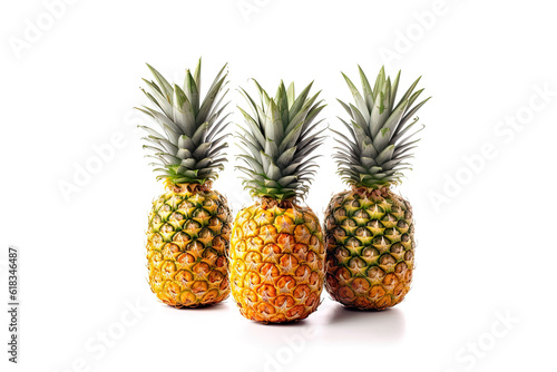 Ripe pineapples isolated on a white background © agungai