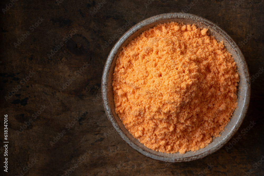 Cheddar Cheese Powder in a Bowl Cheddar Cheese Powder in a Bowl