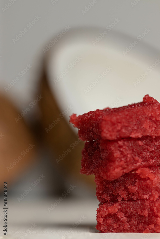 Sri Lankan traditional Style coconut candy (pol toffee) at Sinhala and