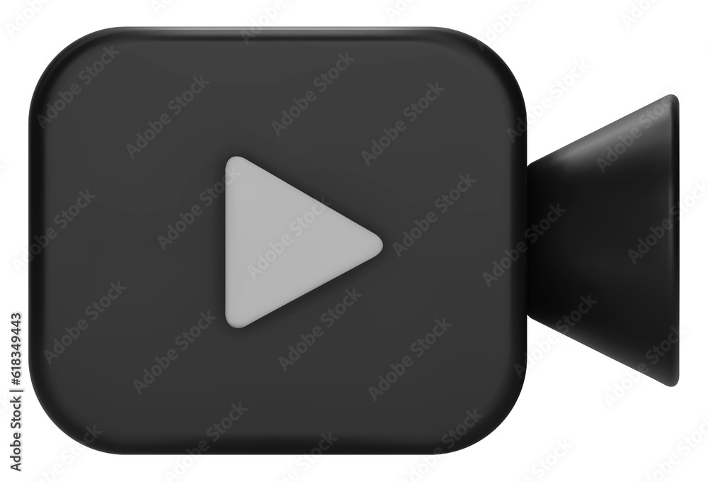 Black Video camera icon isolate on white background. 3d Realistic movie icon, play button for the interface of applications and web pages. Black Video camera icon isolate on white background. 3d Realistic movie icon, play button for the interface of applications and web pages.