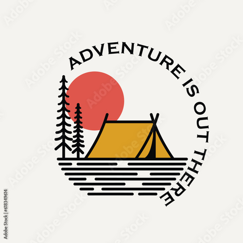 Mountain and Camping Life illustration, outdoor adventure . Vector graphic for t shirt and other uses.