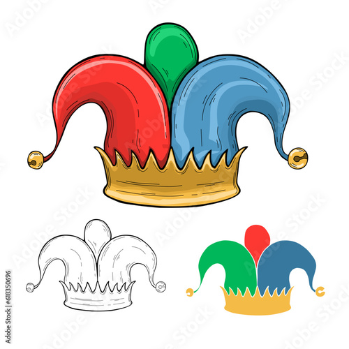 Jester hat isolated on white background