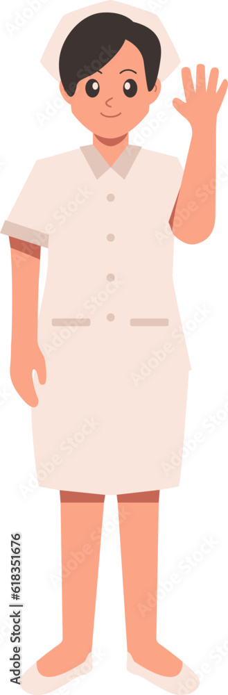 Say Hello Female Nurse Illustration Vector Say Hello Female Nurse Illustration Vector
