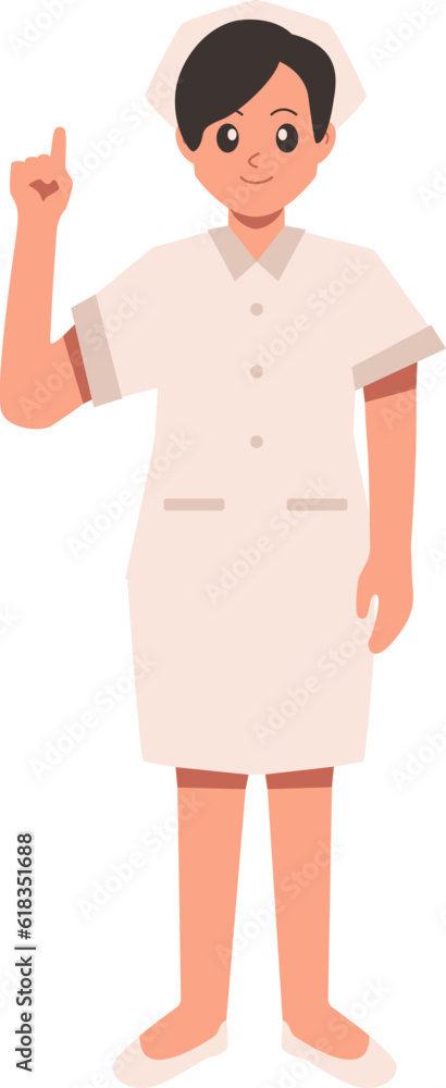 Pointing Female Nurse Illustration Vector