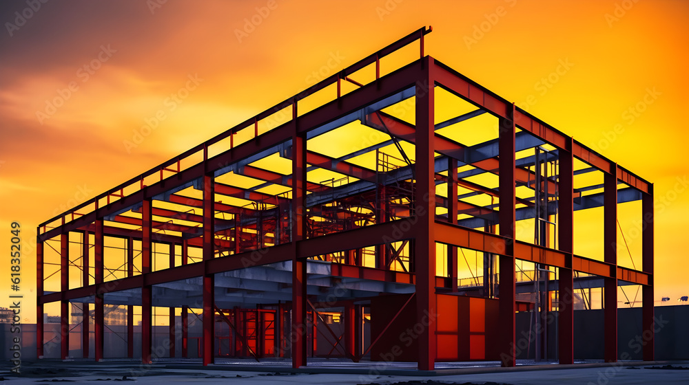 Steel structure at construction sit created with Generative AI 