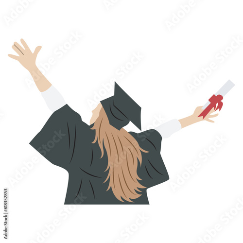 women graduation celebration holding up diploma papers