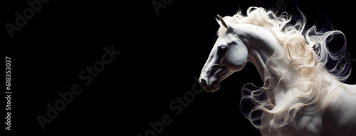 White Smoke Horse of Revelation Unleashing Conquest.  Illustration.   photo