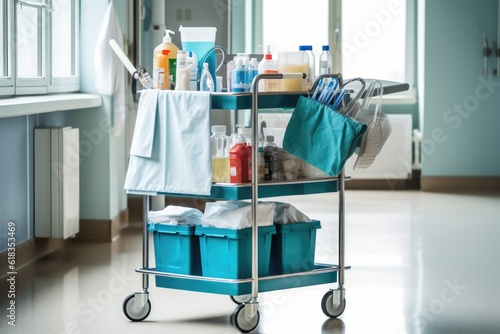 Hospital Trolley with stuff and equipment photography