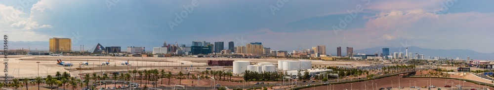 Las Vegas skyline in the evening hour 